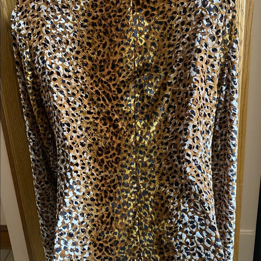 Cache Stretch Velvet Leopard Print Top Size Large - image 2